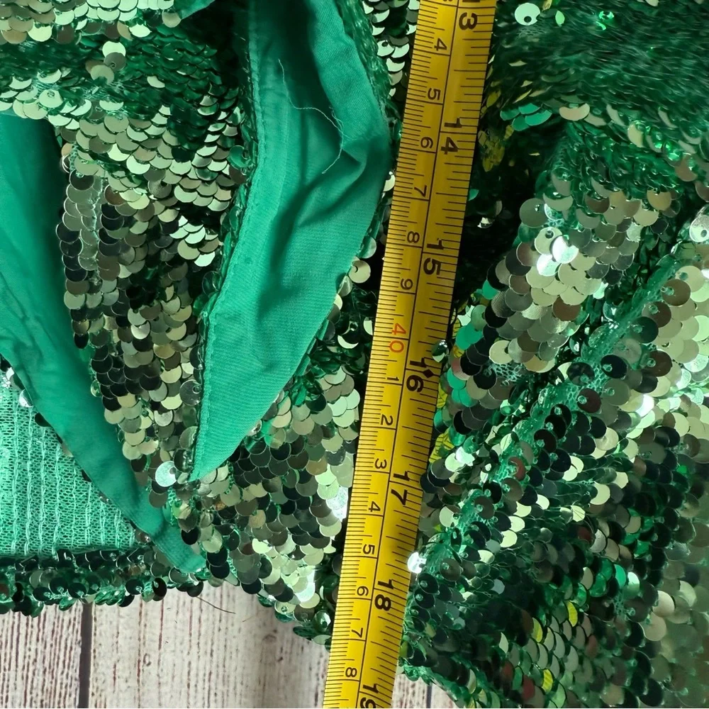 For Love & Lemons Madison Green Sequin Top Small NWT - Picture 8 of 8